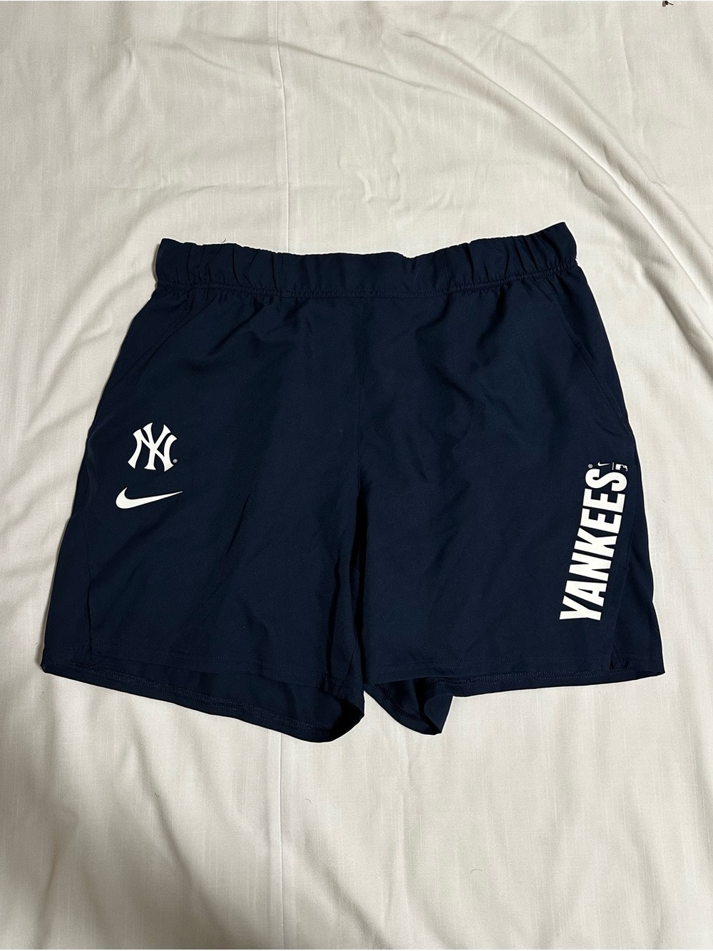 Nike Men's Navy Athletic Shorts with Yankees Logos